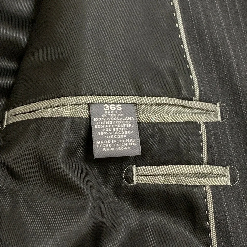 Perry Ellis Portfolio Men's‎ 36S Pinstripe 2-Button Gray Wool Blazer Suit Jacket